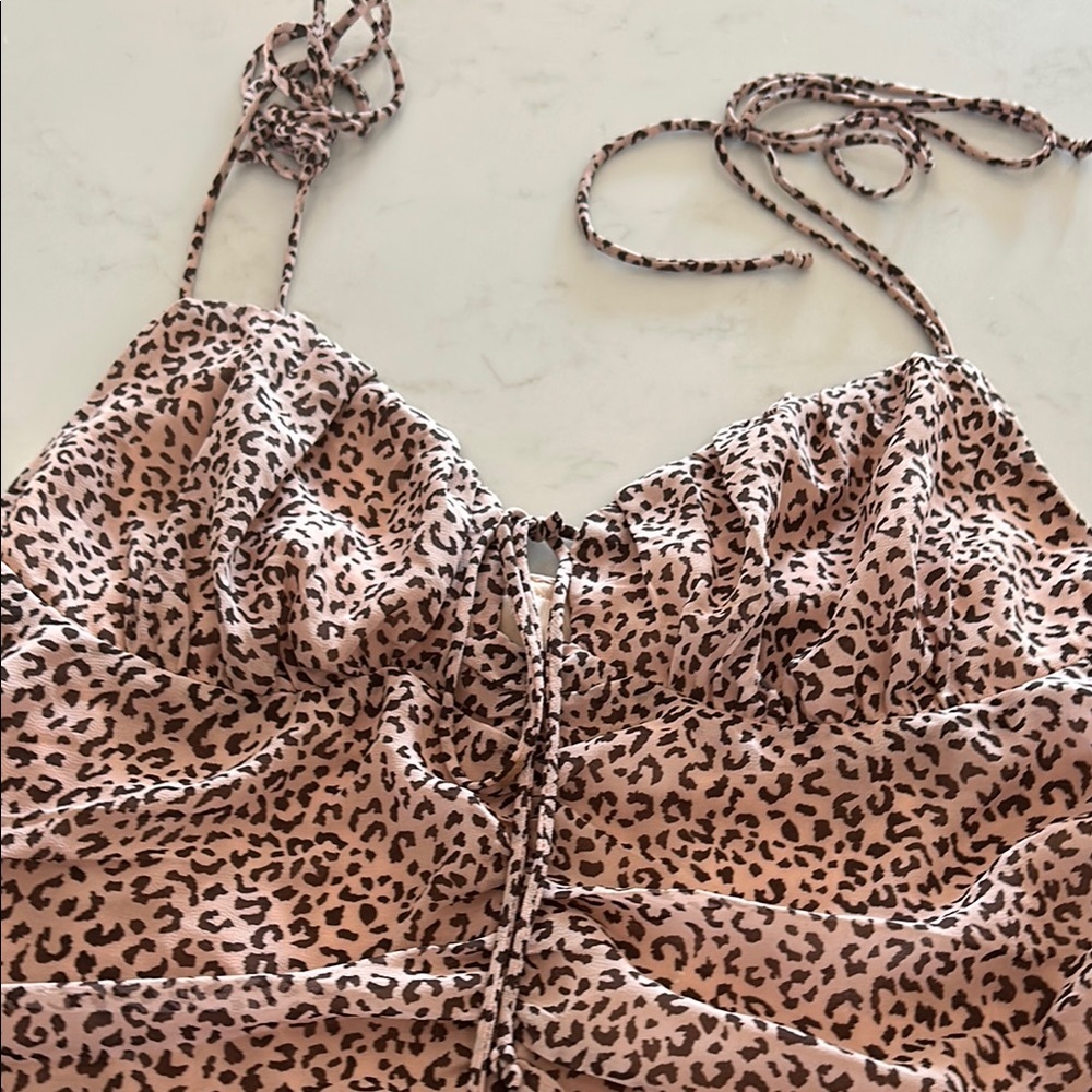 Leopard Print Ruched Mini Dress - Picture 3 of 4